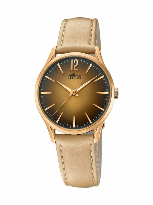 Lotus Watches Ceas de Damă cu Bej Curea din Piele