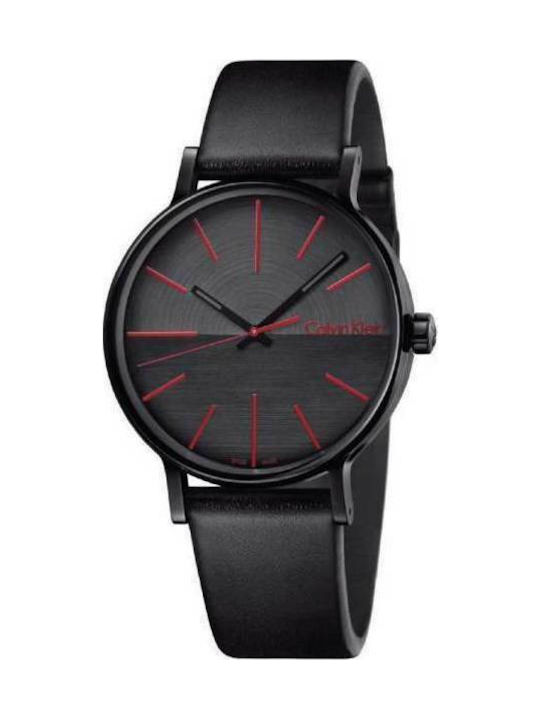 Calvin Klein Boost Watch with Black Leather Strap