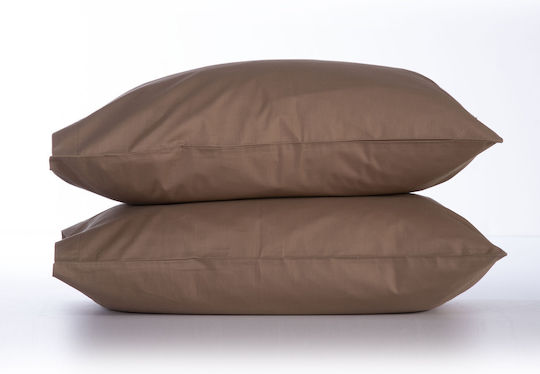 Nef-Nef Homeware Basic Σετ Μαξιλαροθήκες με Φάσα 1012 Brown 52x72εκ.