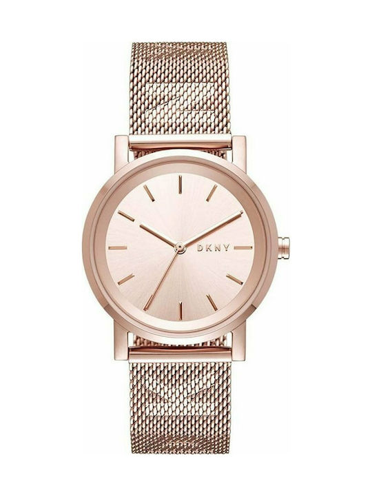 DKNY Watch with Pink Gold Metal Bracelet NY2622