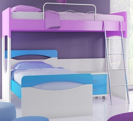 Hydra 7 Pat pentru Copii Cușeta Single Multicolor pentru Saltea 90x190cm