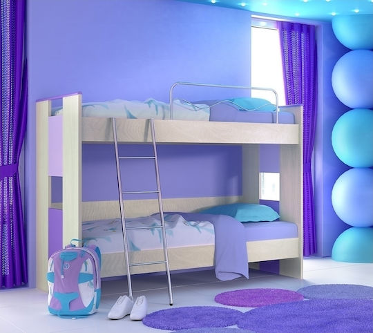 Amorgos 3 Pat pentru Copii Cușeta Single cu Spațiu de Depozitare Violet pentru Saltea 90x190cm