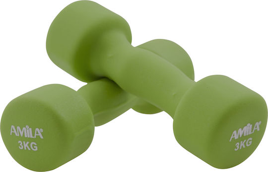 AMILA Dumbbell Set Round Neoprene 2 x 3kg