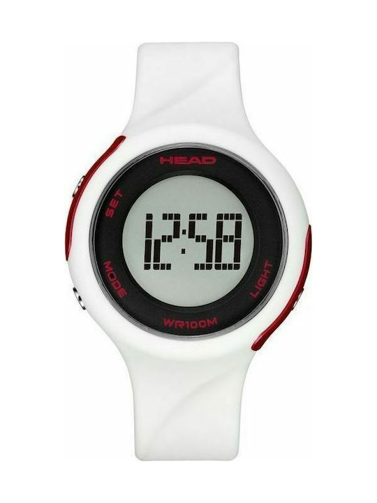 Head Digital Watch Battery with White Rubber Strap HE-107-01