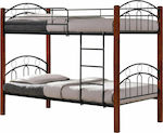 Παιδικό Κρεβάτι Κουκέτα για Στρώμα 90x190cm Καρυδί
