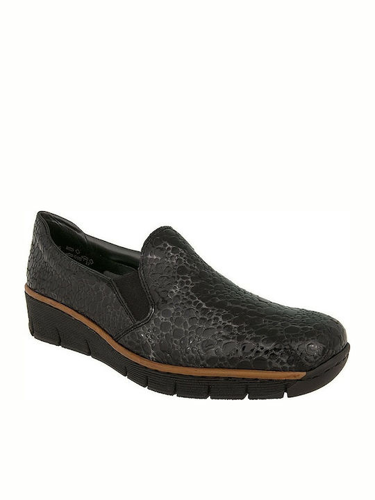 Rieker Leather Women's Loafers in Black Color