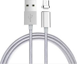 1m Braided / LED USB 2.0 to micro USB Cable Gray (V8-1)