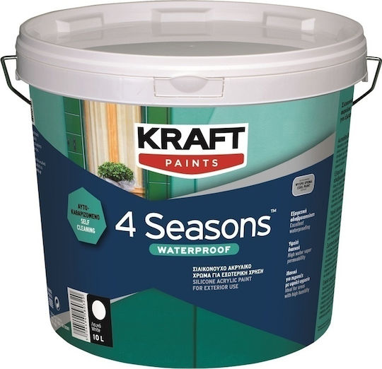 Kraft 4 Seasons Waterproof Πλαστικό Χρώμα Ακρυλικό για Εξωτερική Χρήση 10lt