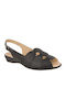 Boxer Leather Women's Flat Sandals Anatomic in Black Color