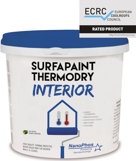 Nanophos SurfaPaint ThermoDry Interior Plastic Thermal insulation Acrilyc Paint for Interior Use White 3lt