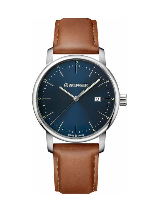 Wenger Battery Watch with Leather Strap Brown 01.1741.111