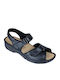 Fabienne Leather Women's Flat Sandals Anatomic with Strap in Black Color