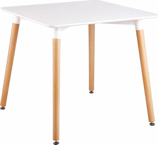 Art Square Wooden Dining Room Table Natural 80x80x73cm E7087,1