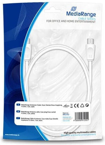 MediaRange Antenna Cable Coax male - Coax female White 1.5m (MRCS162) 1pcs