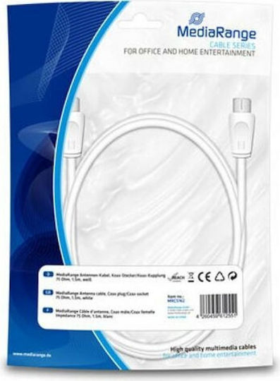 MediaRange Cablu Antenă Coaxial de sex masculin - Coaxial de sex feminin Alb 1.5m (MRCS162)