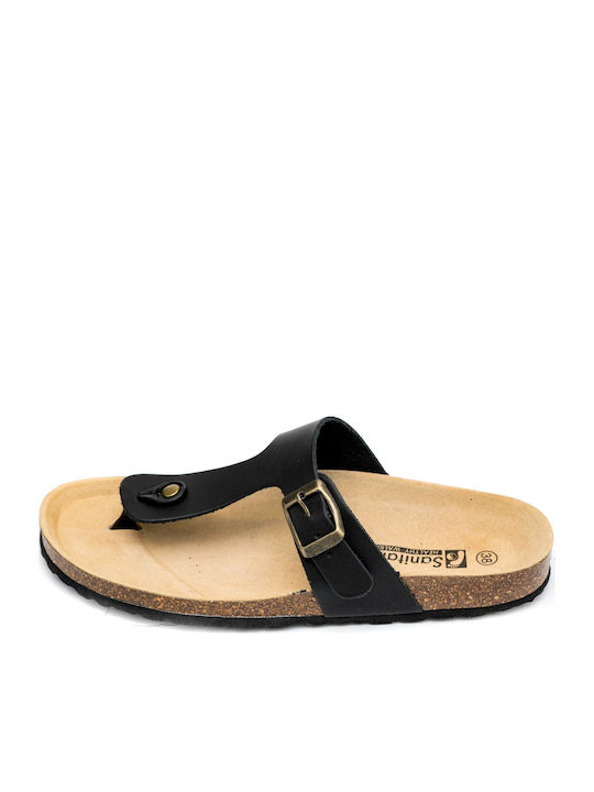 Sanitaire Leather Anatomic Black Sandals