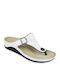 Mila Leather Women's Flat Sandals Anatomic in White Color