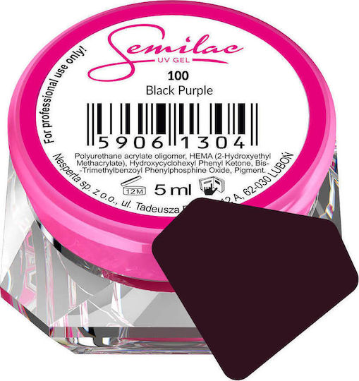 Semilac UV Тъмно Дамаскиня 100 Гел Гел за изкуствени нокти Black 5мл