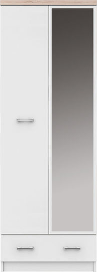 Top Mix Δίφυλλη Ντουλάπα με Καθρέπτη 60x33x183cm Λευκή