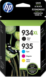 HP 935XL/934XL Original Pack of 4 InkJet Printer Inks Yellow / Cyan / Magenta / Black (X4E14AE)