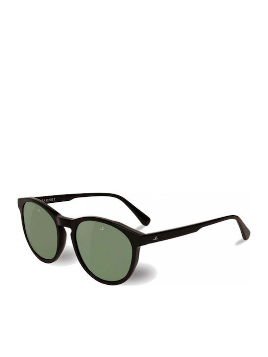 Men's Sunglasses with Black Horn-Rimmed Frame and Green Lens