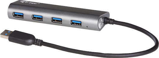 i-tec USB Hub 4 Ports USB 3.0 with USB-A Connecting to a Computer Silver