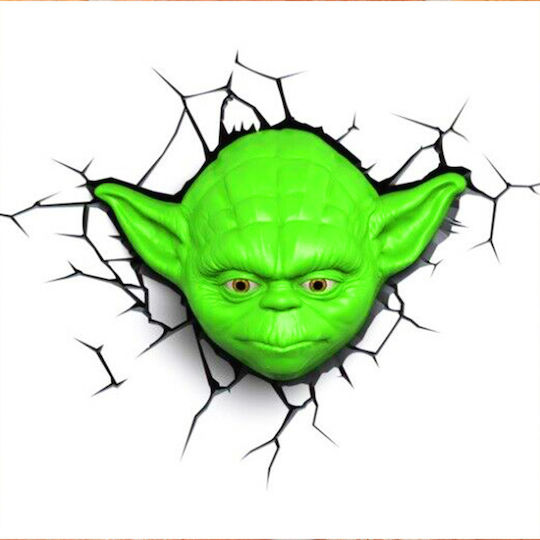 3DLightFX Детска стенна лампа LED Пластмаса Star Wars Yoda 3D