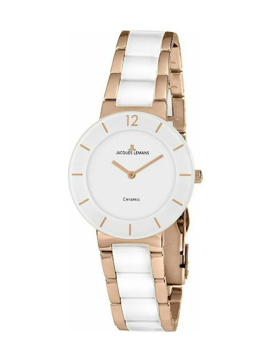 Jacques Lemans Aktion Watch with Pink Gold Metal Bracelet