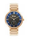 Jcou Celine Watch Chronograph with Pink Gold Metal Bracelet