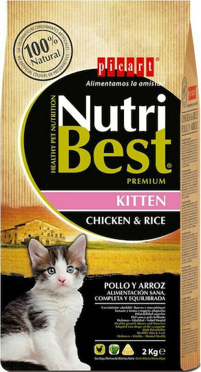 Picart Nutribest Kitten Суха Храна за Млади Котки с Пилешко / Ориз 2кг