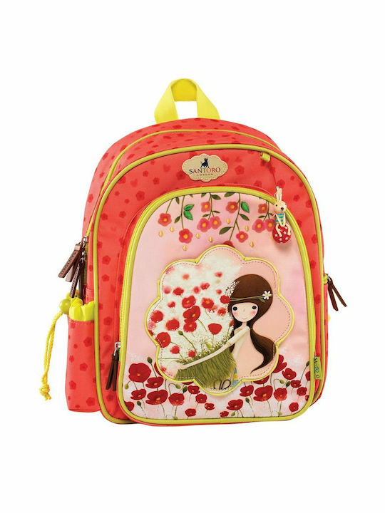 Santoro Santoro's Flower School Bag Backpack Kindergarten Multicolour with Water bottle holder