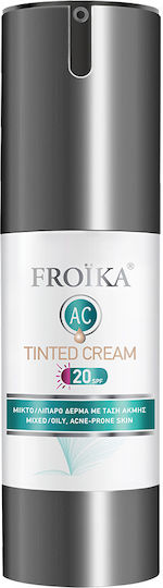 Froika AC Оцветен Лек 24-Часов Регулиращ Дневен Крем За Лице С Цвят И SPF20 Срещу Несъвършенства И Зачервяване С Хиалуронова Киселина 30ml