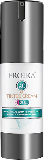 AC Tinted Light 24h Regulating Day Face Cream with Colour and SPF20 Against Blemishes & Redness with Hyaluronic Acid 30ml