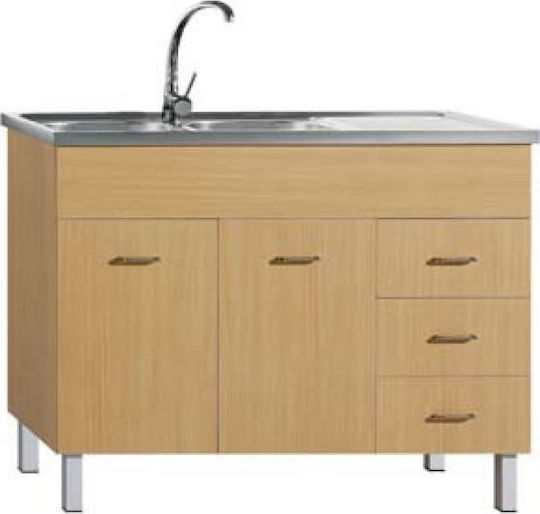 Gloria Rent Room Επικαθήμενος Νεροχύτης Inox Σατινέ Μ120xΠ50cm Ασημί