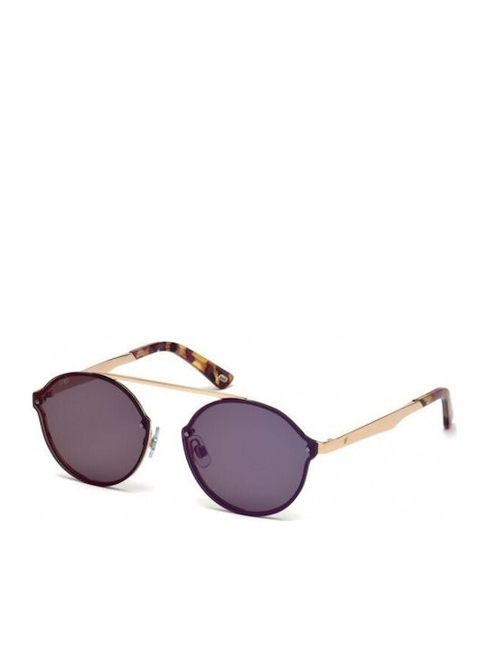 Web Women's Sunglasses with Gold Metal Frame and Purple Lens
