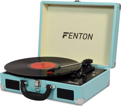 Fenton RP115 102.106 Koffer Plattenspieler mit Vorverstärker und Eingebaute Lautsprecher Hellblau