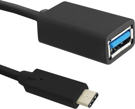 Qoltec Regular USB 3.0 Cablu USB-C bărbătesc - USB-A female Negru 0.25m (50421)