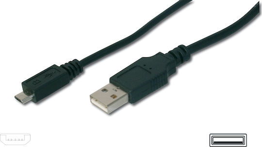 Digitus Regular USB 2.0 to micro USB Cable Μαύρο 1.8m (AK-300127-018-S)