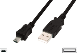 Digitus AK-300130-030-S USB 2.0 USB-A Male to Mini USB-B Male Cable 3m Digitus AK-300130-030-S USB 2.0 USB-A Male to Mini USB-B Male Cable 3m