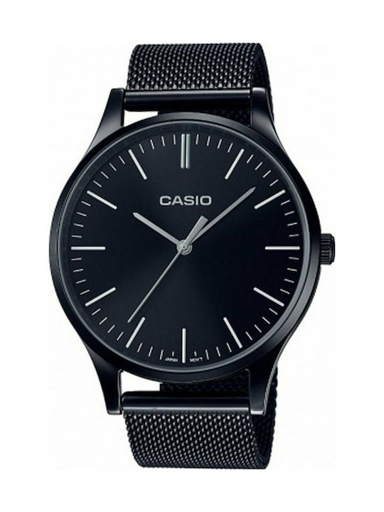 Casio Standard Ρολόι Μπαταρίας με Μεταλλικό Μπρασελέ σε Μαύρο χρώμα