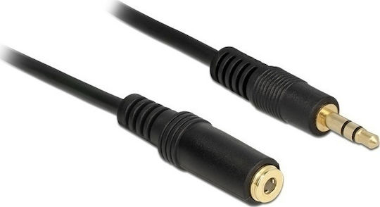 DeLock 3.5mm Jack Cable 3.5mm Male - 3.5mm Female Black 1m With Gold Plated Terminals 83764
