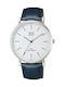 Q&Q Watch Battery with Blue Leather Strap QZ02J301