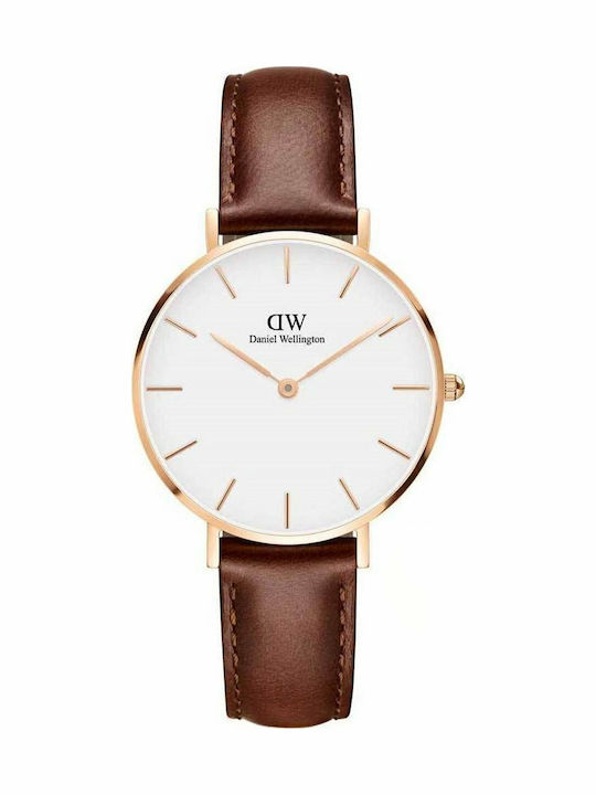 Daniel Wellington Classic Petite St Mawes Women's Watch with Brown Leather Strap