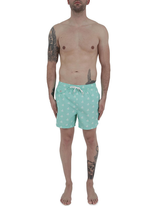 Funky Buddha Men's Swimwear Shorts Turquoise with Patterns FBM27-3116