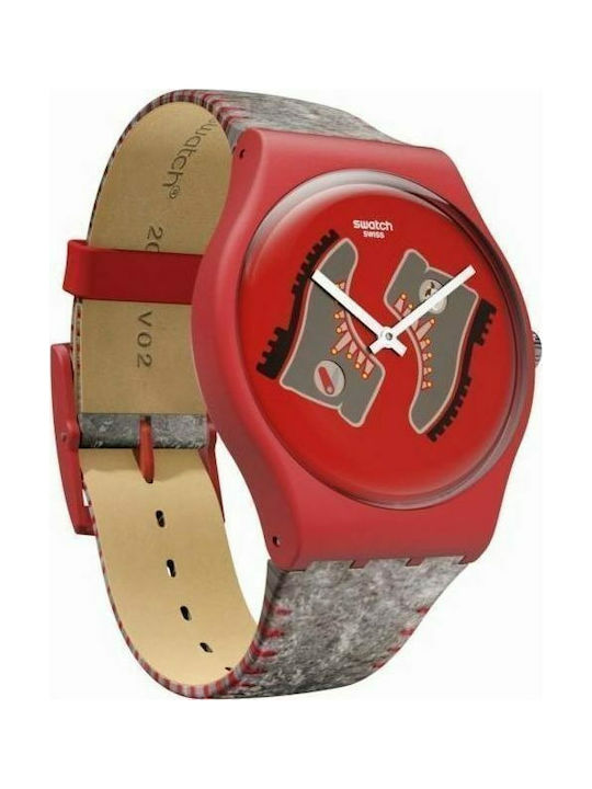 Swatch Randonneur Watch with Brown Rubber Strap