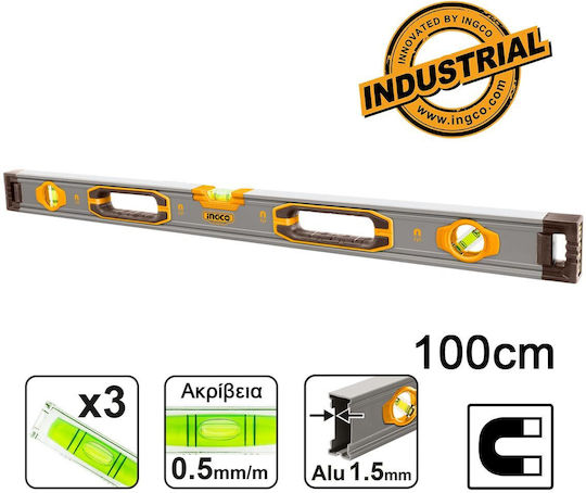 Ingco HSL38100M Wasserwaage Aluminium Magnetisch 100cm mit 3 Augen