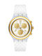 Swatch Elegolden Watch Chronograph with White Rubber Strap