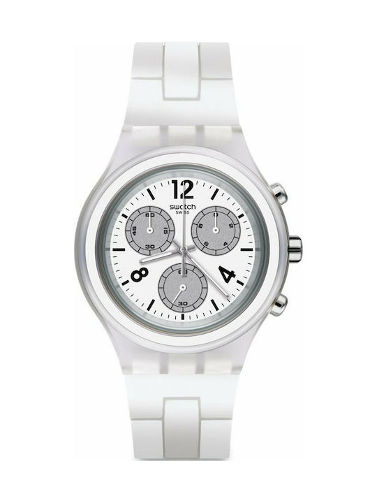 Swatch Elesilver Uhr Chronograph mit Weiß Metallarmband