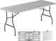 Outdoor Dinner Foldable Table with Plastic Surface and Metal Frame White 180x75x74cm