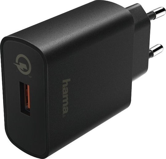 HAMA Kabeloser Handyladegerät mit USB-A Ausgangsanschluss 19,5W Schnellladetechnologie Schnellaufladung 3.0 Schwarz (178238)